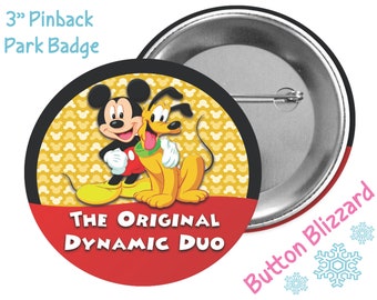 Mickey Mouse and Pluto Button - Original Dynamic Duo Button - Mickey and Pluto Pin - Disney Character Pin - Disney Park Button - Theme Park