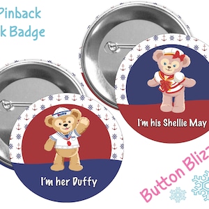 Duffy Bear and ShellieMay Button Set - Couples Button Set - Nautical Disney Buttons - Disney Cruise Buttons - Theme Park Buttons