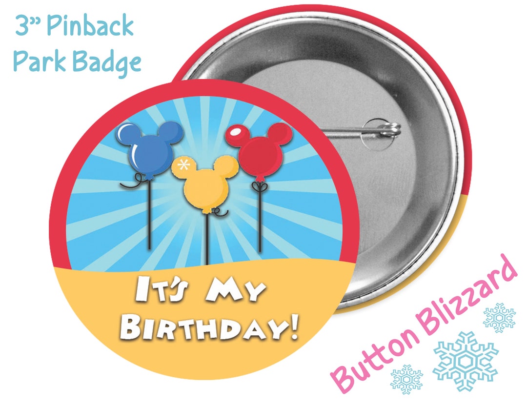 It's My Birthday! Mickey Balloon Button - Mickey Celebration Pin ...