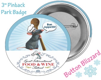 Botón del Festival Internacional de Comida y Vino de Epcot - Botón del Chef Rémy Ratatouille - Pin del Festival de Epcot - Insignia de Parque Disney - Pin de Parque Temático