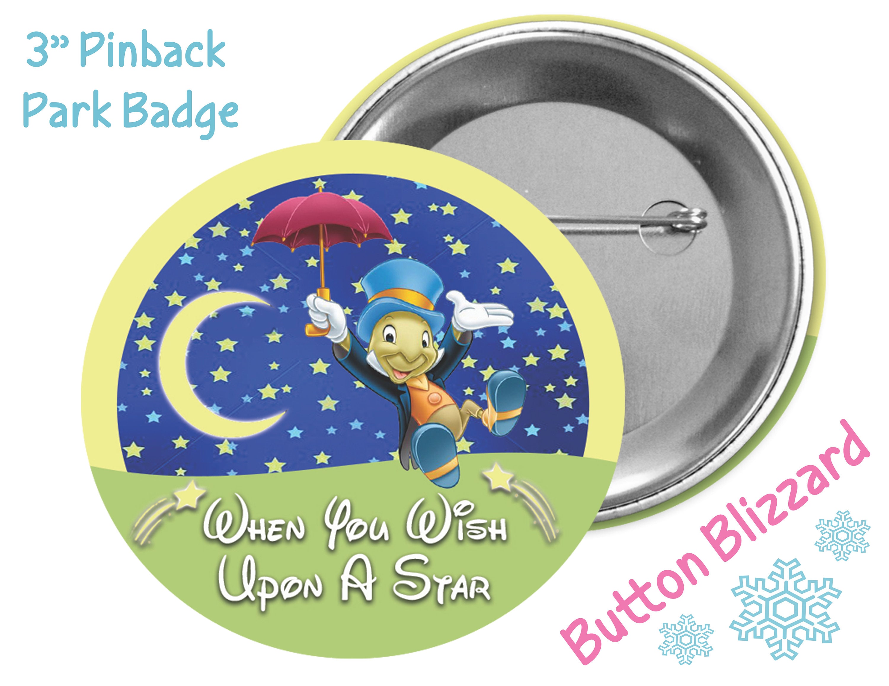 When You Wish Upon A Star Button Jiminy Cricket Button Etsy