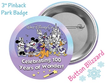 Celebrating 100 Years of Wonder Button - 100 Year Anniversary Celebration Badge - Theme Park Pin - Anniversary Button - Fab 5 Character Pin