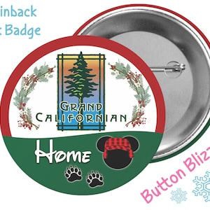 Disney&#39;s Grand Californian Resort Button - Disneyland Resort Hotel Button - Theme Park Badge - Disney Park Pin - Disney Resort Luggage Tag