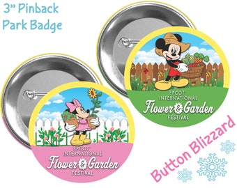 Epcot International Flower and Garden Festival - Minnie and Mickey Mouse Springtime Button - Disney Park Pin - Epcot Festival Button