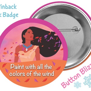 Colors of the Wind Pocahontas Button - Disney Button - Theme Park Button - Disney Princess Pin - Pocahontas Button - Disney Badge