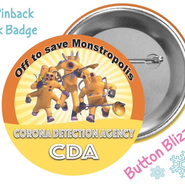 Child Detection Agency Button - The CDA - Monsters Inc Badge - Monstropolis Pin - Mike and Sully Button - Disney Park Button - Costume Badge