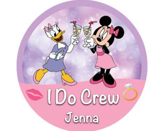 I Do Crew Bachelorette Party Button - Minnie Mouse and Daisy