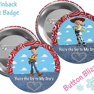 Jessie and Woody Couples Button - Disney Couples Pins - Toy Story Buttons - Theme Park Badges - Disney Park Buttons - Love Buttons