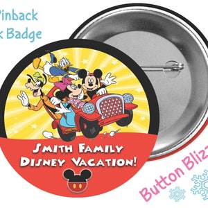 Personalized Disney Vacation Family Button - Disney Park Button - Theme Park Button - Disney Pin - Mickey and Pals Button - Disney Badge