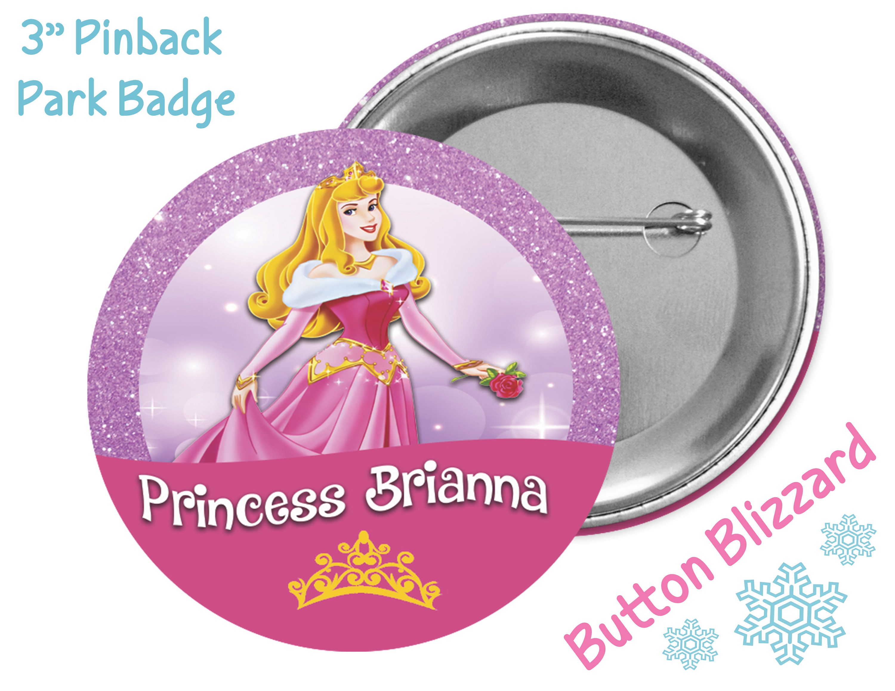 Princess Button Personalized Princess Button - Princess Aurora Button - Sleeping Beauty ...