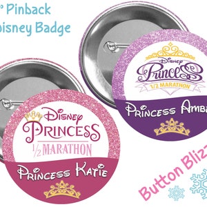 Personalized Disney Princess Half Marathon Weekend Button - Race Day Outfit - Princess Run Button - Disney Marathon Button - runDisney Pin