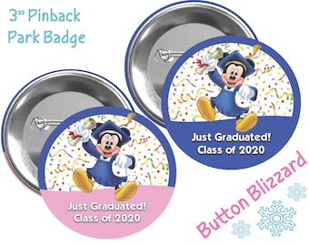 Minnie and Mickey Mouse Just Graduated Celebration Button - Graduation Pin - Disney Inspired Graduation Button - Theme Park Button