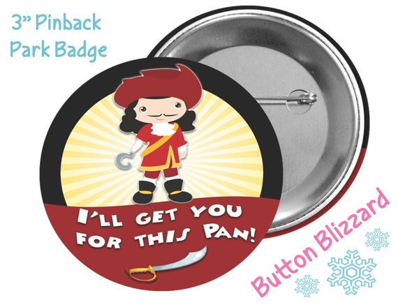 I'll Get You for This Pan Button Captain Hook Badge Disney Villain Button Peter  Pan Button Captain Hook Kawaii Pin Disney Park 