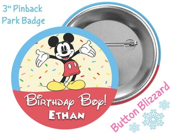 Mickey Mouse Birthday Girl Button - Minnie Mouse Birthday Boy Button - Disney Park Button - Birthday Pin - Party Pin - Celebration Button