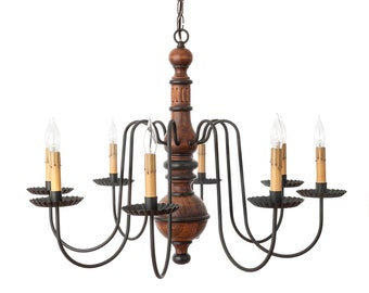 Hamilton Primitive Wooden Chandelier - 8 Light - Multiple Finishes Available