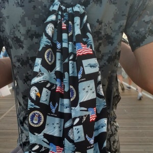 US Air Force Drawstring Backpack with nylon lining, Air Force Overnight Bag, Air Force Travel Bag, Air Force Gym Bag