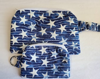 American Flag Stars, Wristlet, Cell Phone Purse, Change Purse, Clutch, Stars Bag, Zippered Bag, Toiletry Bag, Allergy Pen Holder, Travel Bag