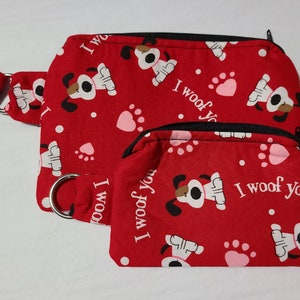 I Woof You Wristlet, Monedero de teléfono celular, Cambio de bolso, Woof Dog Clutch, Bolsa con cremallera, Bolsa de tocador para perros, Soporte para bolígrafos para alergias, Bolsa de viaje