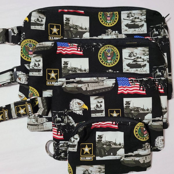 United States Army Wristlet, Cell Phone Purse, Change Purse, Clutch, US Army Bag, Zippered Bag, Toiletry Bag, Allergy Pen Holder, Travel Bag