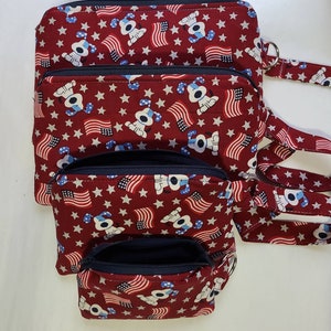 Pulsera Patriotic Dog, Monedero Del Teléfono Celular, Monedero De Cambio, Clutch, Bolso Patriótico Dog Zippered, Bolsa De Tocador, Protector De Plumas De Alergia, Bolsa De Viaje