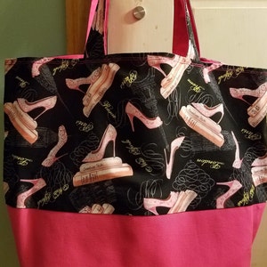 Travel Themed Tote Bag, Beach Bag, Overnight Bag, Travel Bag, Pink High Heels Tote, Paris Tote, New York Tote, Rome Tote, London Tote