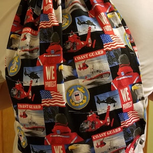 US Coast Guard Drawstring Backpack with nylon lining, Coast Guard Overnight Bag, Coast Guard Travel Bag, Coast Guard Gym Bag