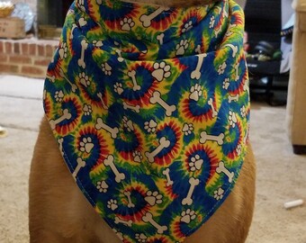 Tie-Dye Dog Bone Pet Bandanas, Traditional Tie-on Bandana