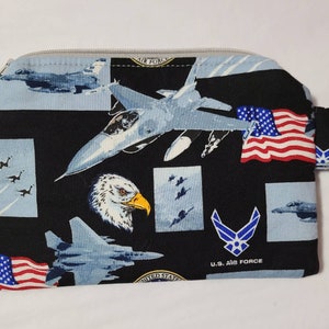 United States Air Force Wristlet, Cell Phone Purse, Change Purse, Clutch, USAF Bag,Zippered Bag, Toiletry Bag, Allergy Pen Holder,Travel Bag