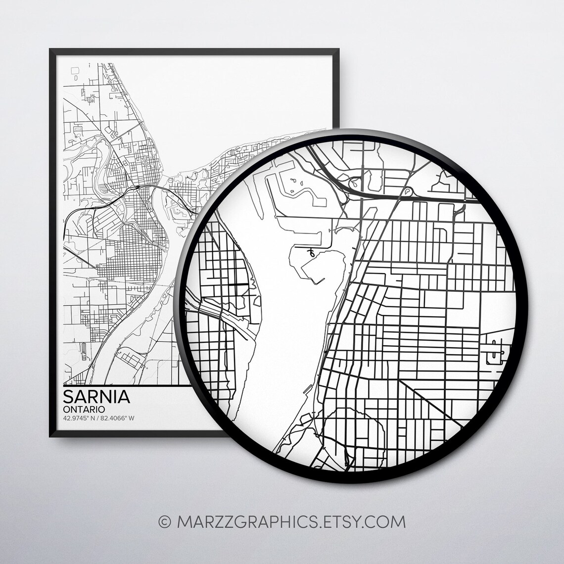 Sarnia map poster print wall art Ontario gift printable Etsy