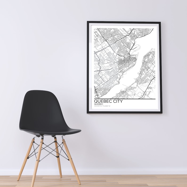 Quebec City Map Poster Print Wall Art Quebec T Printable Etsy