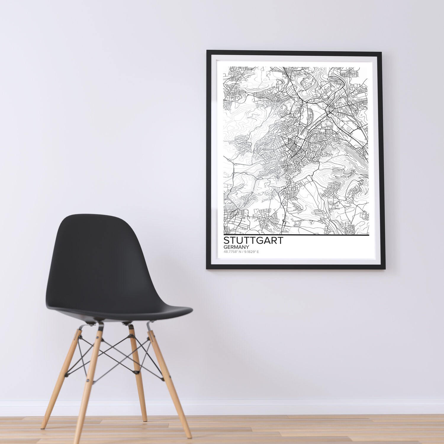 Stuttgart map poster print wall art Germany gift printable | Etsy