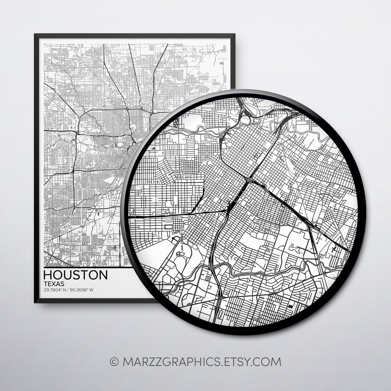 Houston map poster print wall art Texas gift printable | Etsy