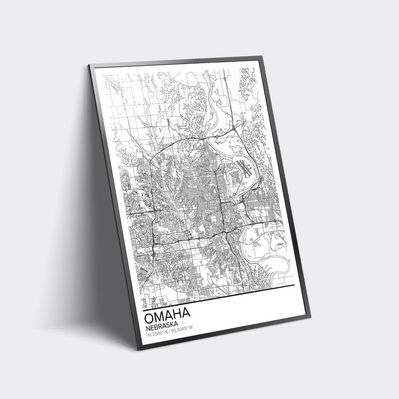 Omaha map poster print wall art Nebraska gift printable Etsy