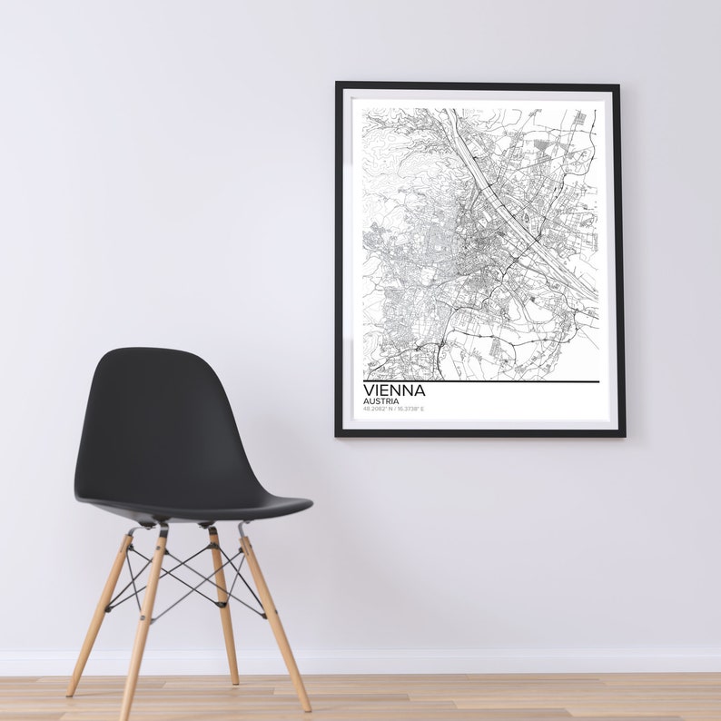 Vienna map poster print wall art Austria gift printable Etsy