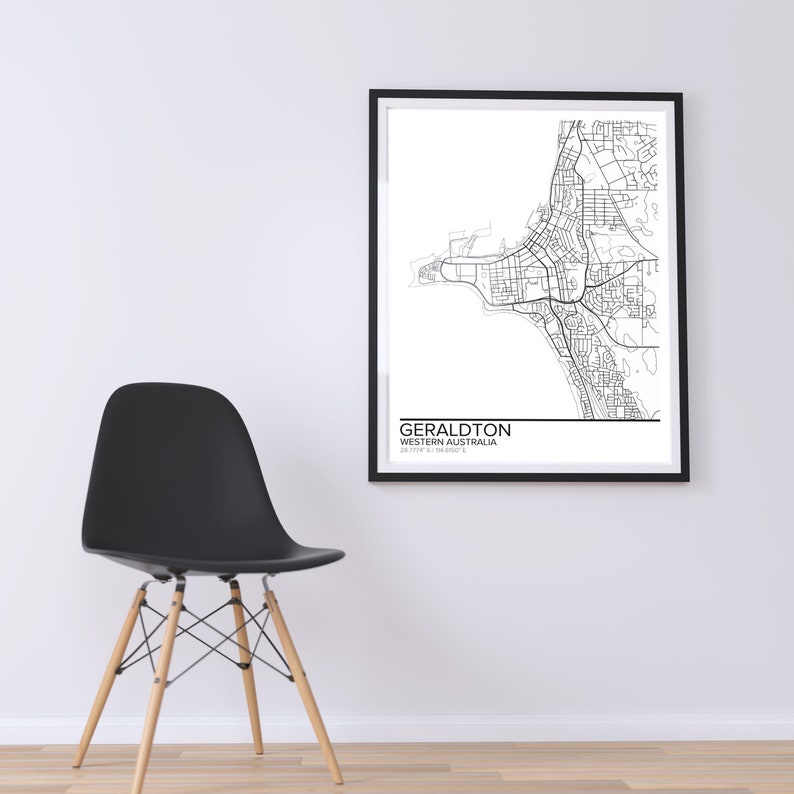 Geraldton map poster print wall art Western Australia gift Etsy