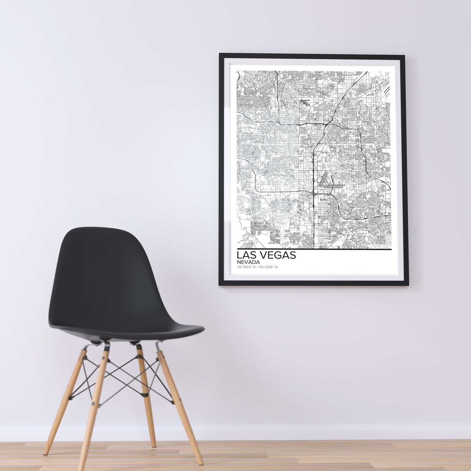Las Vegas Map Poster Print Wall Art Nevada Gift Printable Etsy