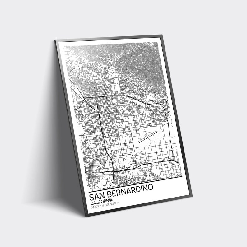 San Bernardino map poster print wall art California gift | Etsy