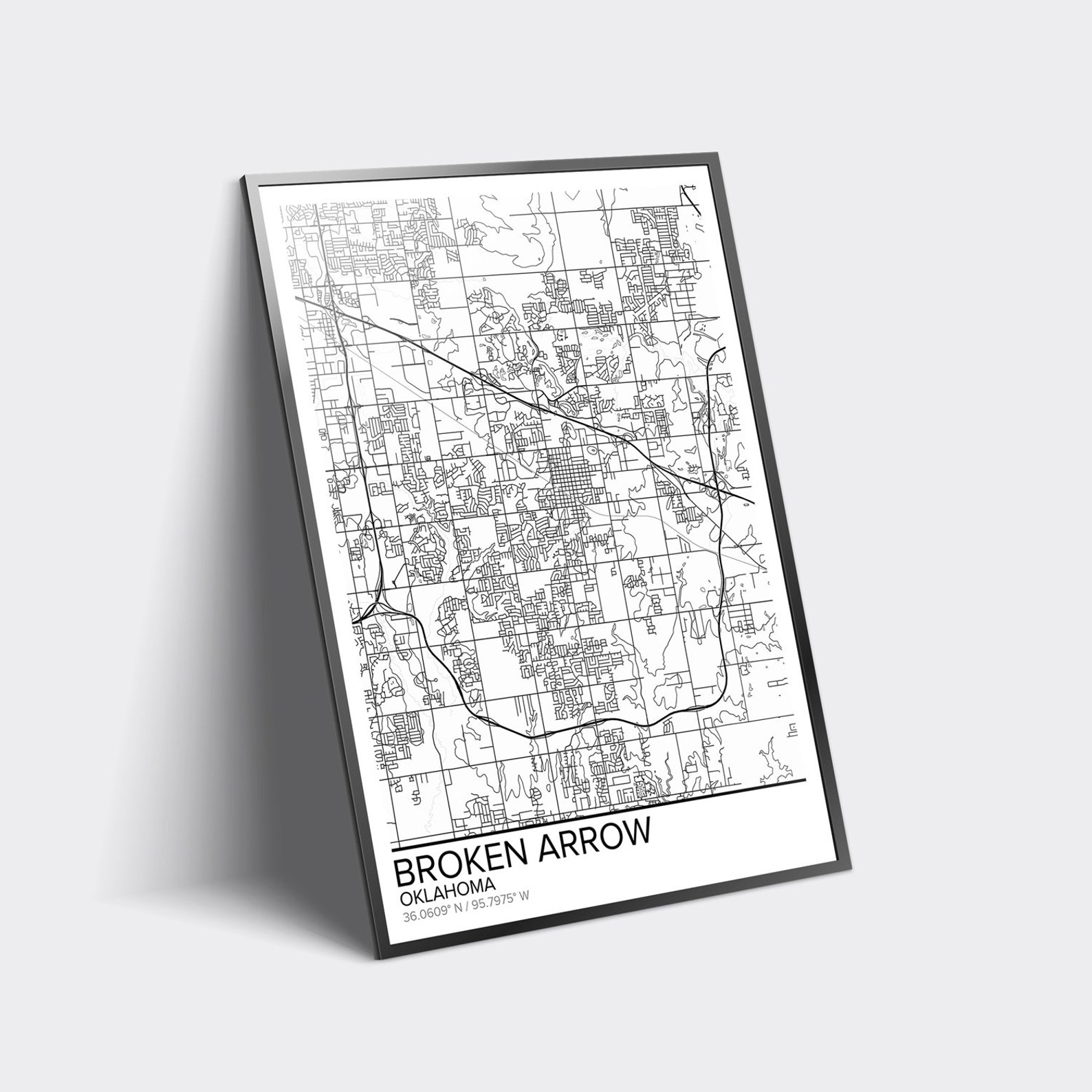 Broken Arrow map poster print wall art Oklahoma gift  Etsy