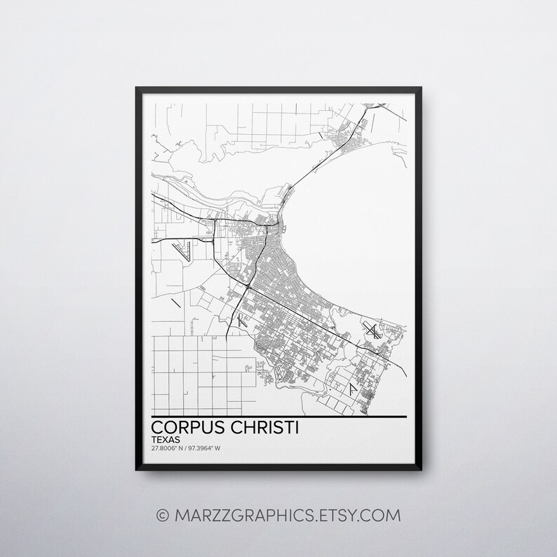 Corpus Christi map poster print wall art Texas gift printable Etsy