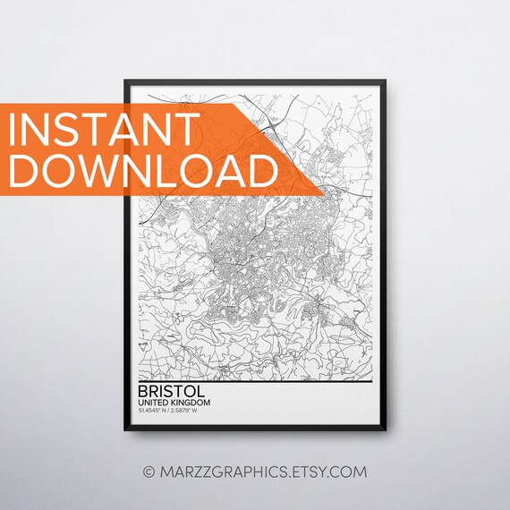 Bristol Mapa Cartel Imprimir Arte De La Pared Reino Unido Etsy
