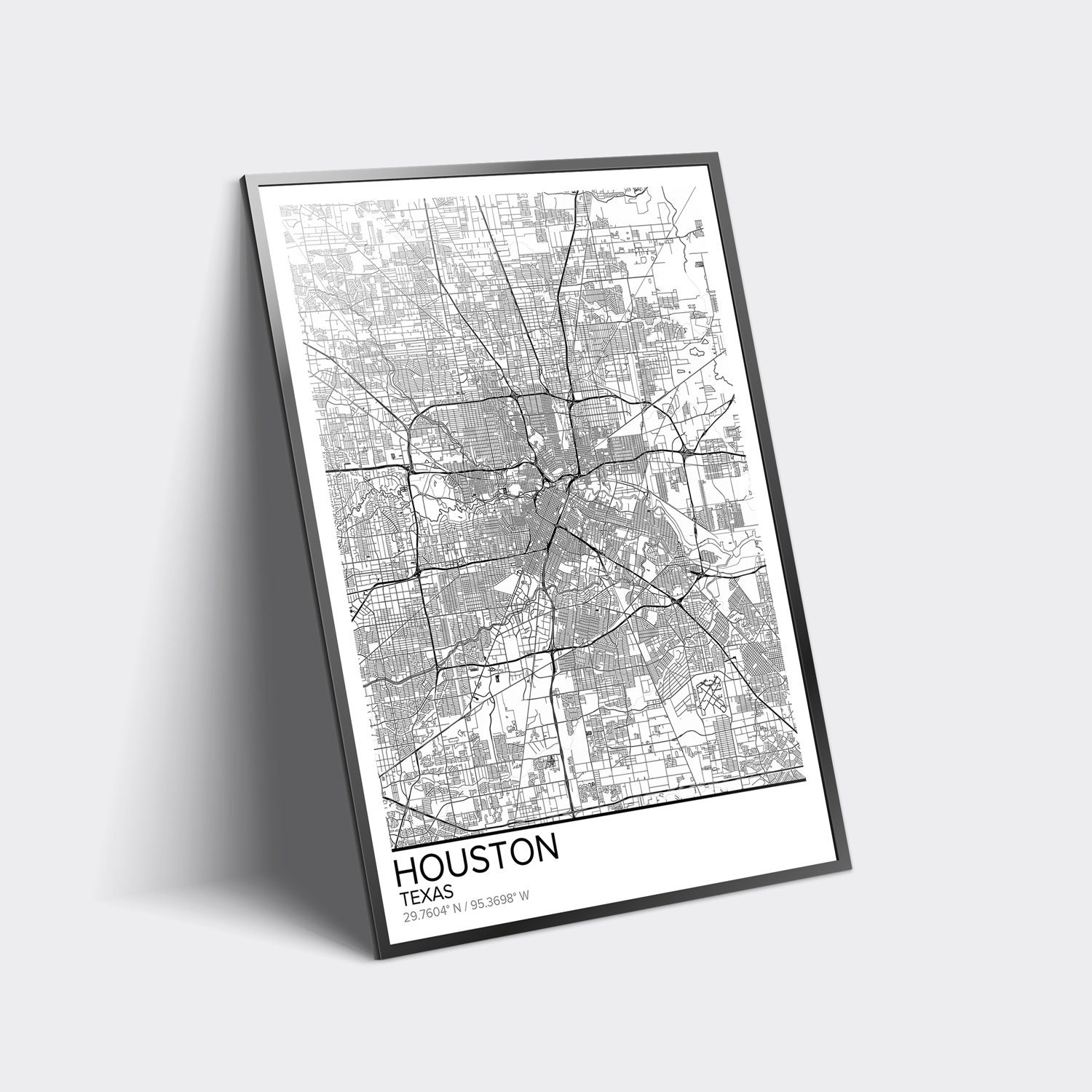 Houston map poster print wall art Texas gift printable | Etsy