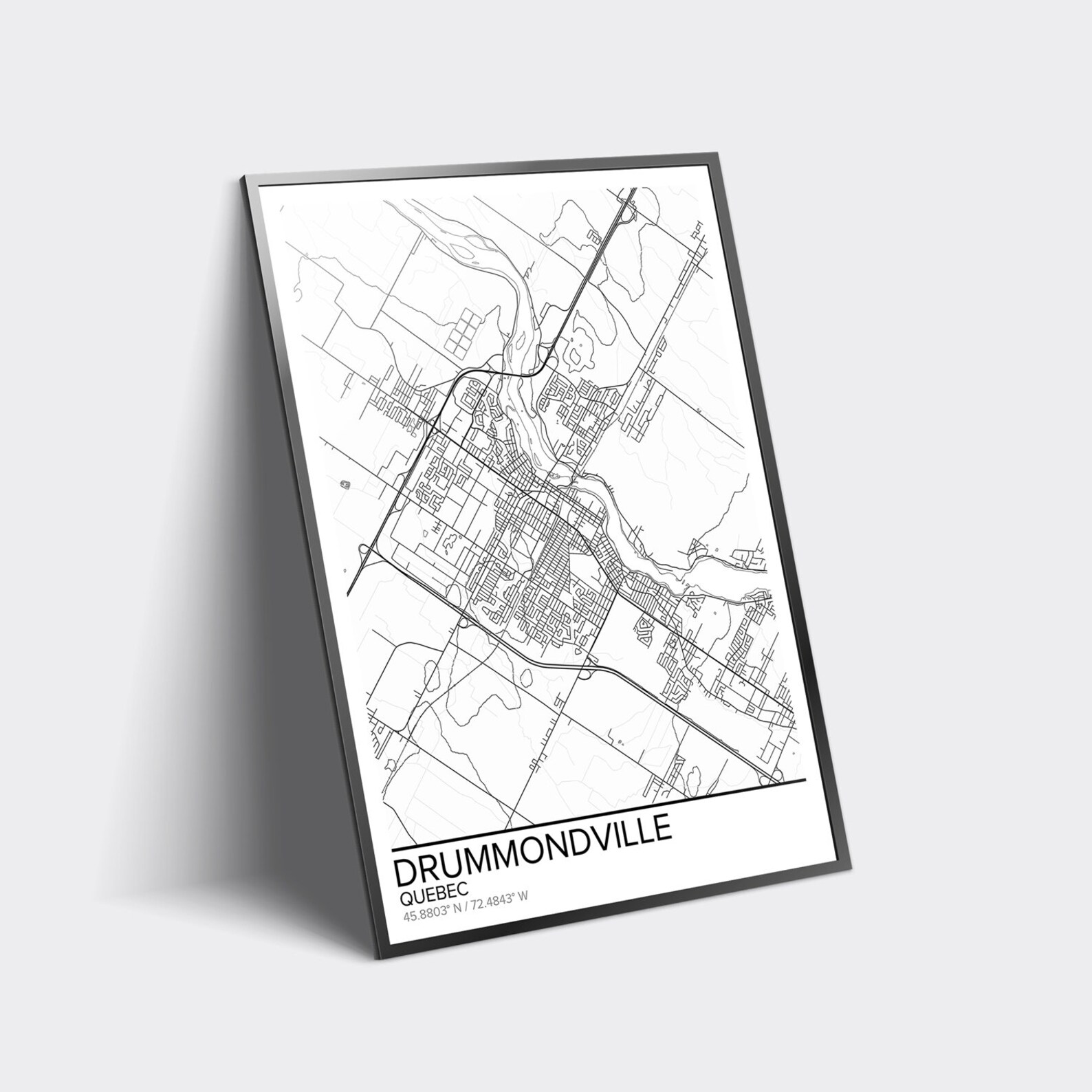 Drummondville map poster print wall art Quebec gift printable Etsy