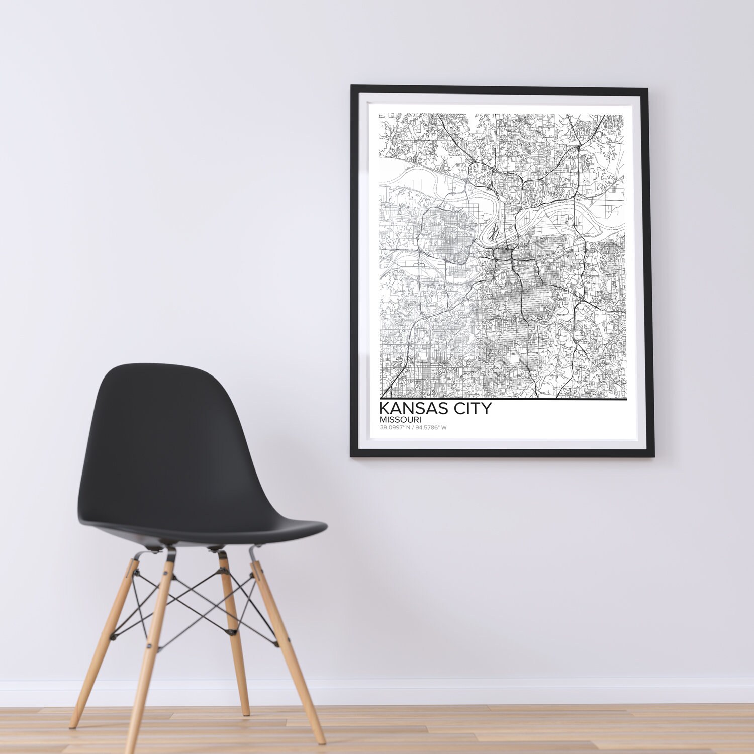 Kansas City map poster print wall art Missouri gift printable | Etsy