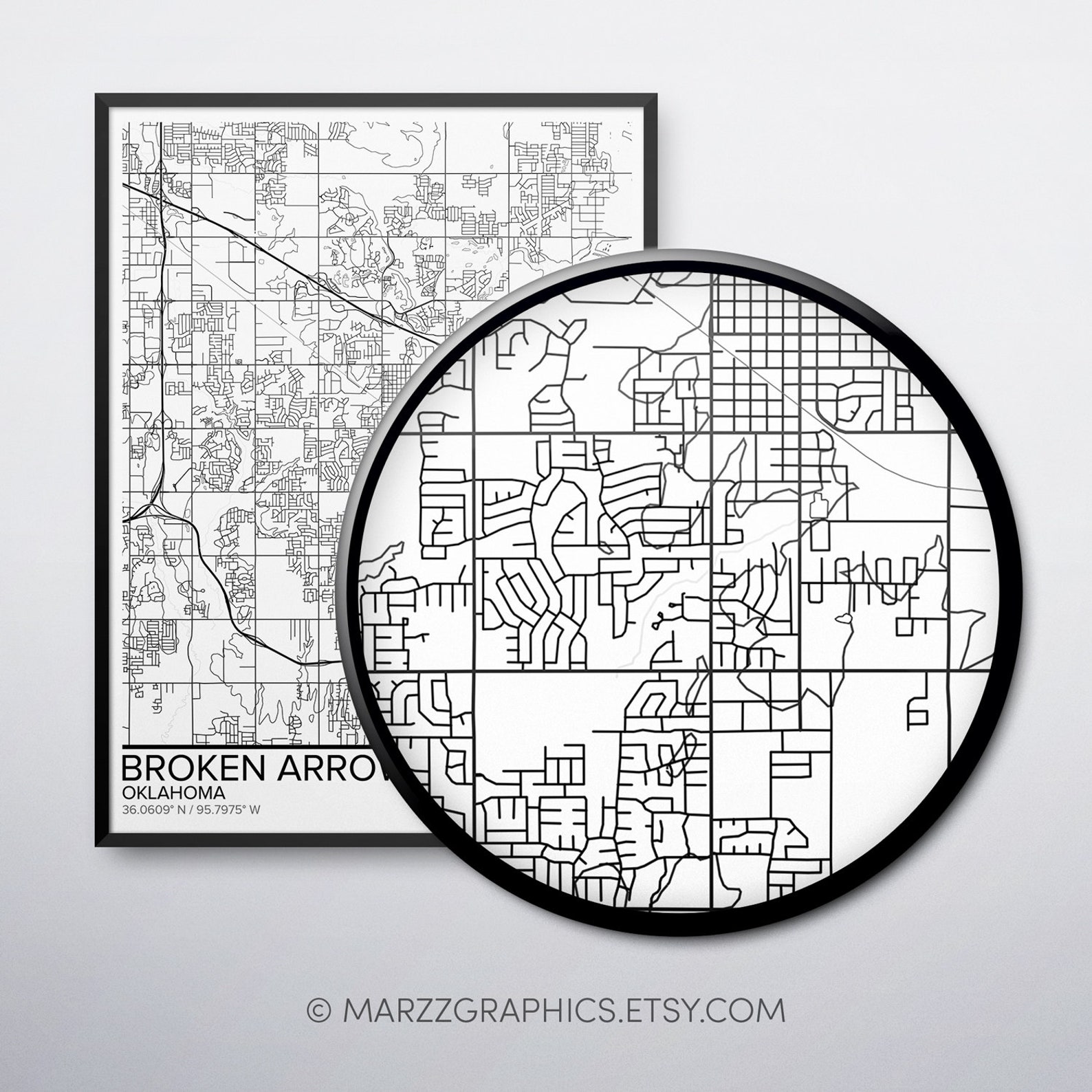Broken Arrow map poster print wall art Oklahoma gift  Etsy