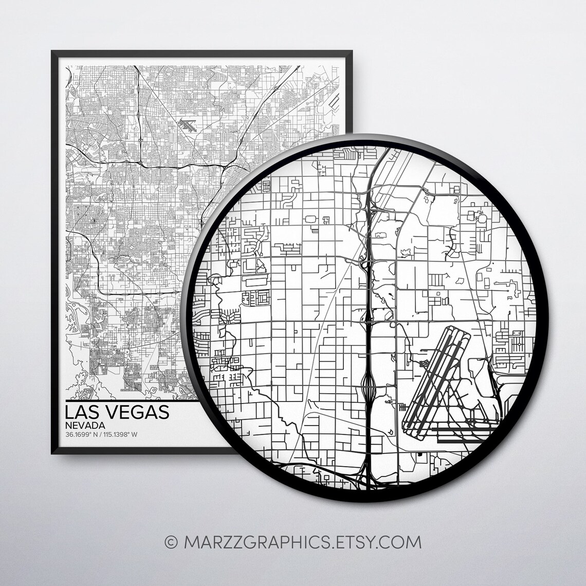 Las Vegas Map Poster Print Wall Art Nevada Gift Printable Etsy