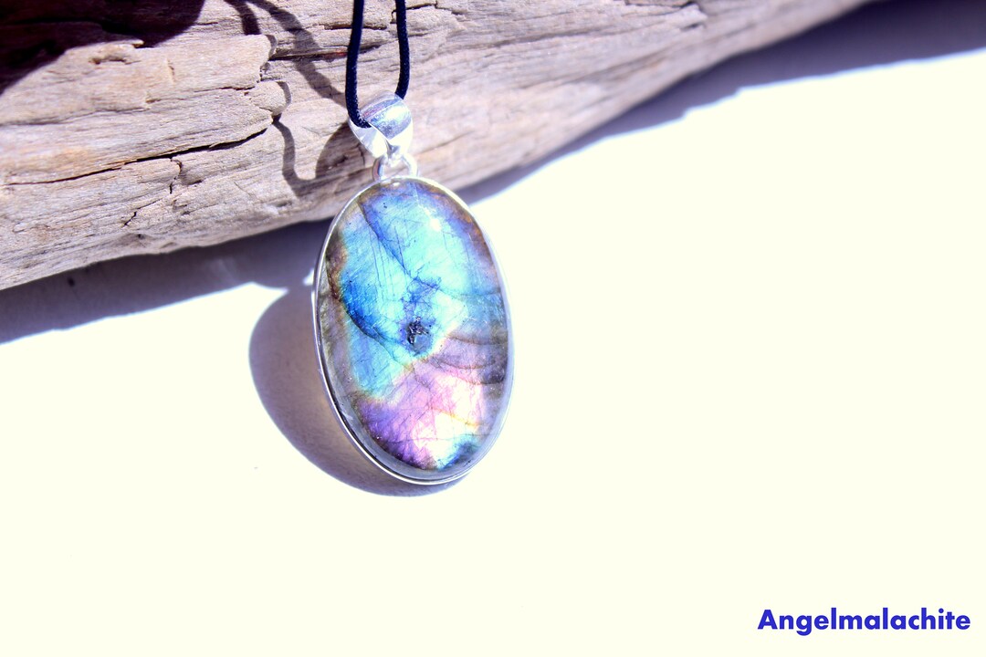 Collana Con Ciondolo In Labradorite, Pietra Astrale Psichica, Catena Da 18 Pollici, Gioielli In Argento Sterling 925 E Scatola (Lb11) - Italia - Foto 7