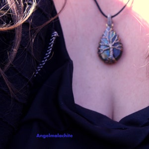 Collier Pierres Naturelles Labradorite Perles Grises - Longueur 50 Cm - Cadeau Homme/Femme Neuf