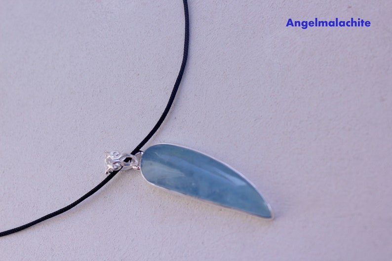 Collier homme/femme, collier aigue marine, aigue marine, Apaisant, méditation, énergie, accessoire homme/femme, cadeau, bijoux,pierre,argent image 8