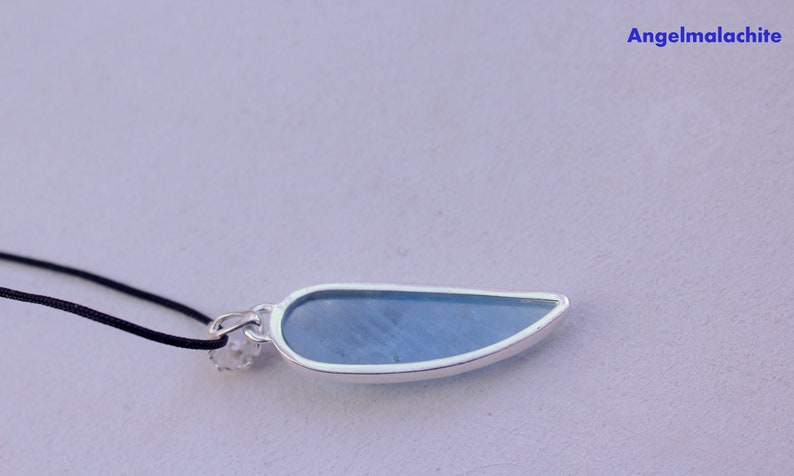 Collier homme/femme, collier aigue marine, aigue marine, Apaisant, méditation, énergie, accessoire homme/femme, cadeau, bijoux,pierre,argent image 9