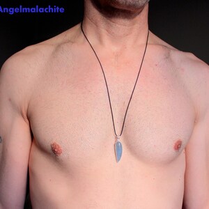 Collier homme/femme, collier aigue marine, aigue marine, Apaisant, méditation, énergie, accessoire homme/femme, cadeau, bijoux,pierre,argent image 4